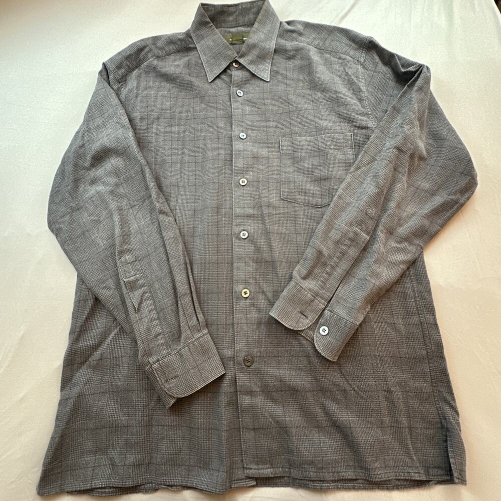 Ermenegildo Zegna Shirt Mens Large Gray Check Workwear Office Corpcore